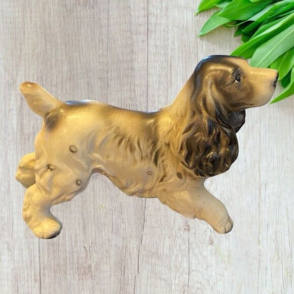 Vintage Cocker Spaniel Figurine Black & White Dog Made In Japan - Picture 3 of 9